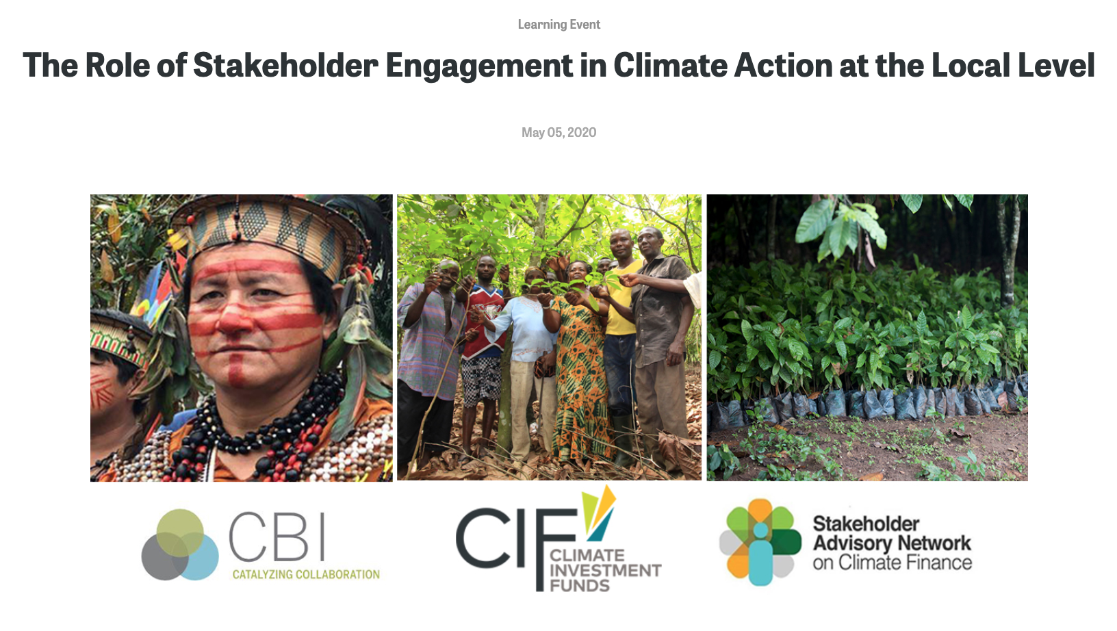 CBI Presents Evaluation of Local Stakeholder Engagement in Climate Investment Funds